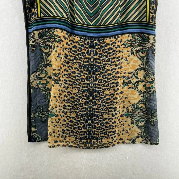 CAbi 565 Buchanan Tunic Women's Sz M Blue Black Leopard Print Striped Keyhole - Picture 8 of 10